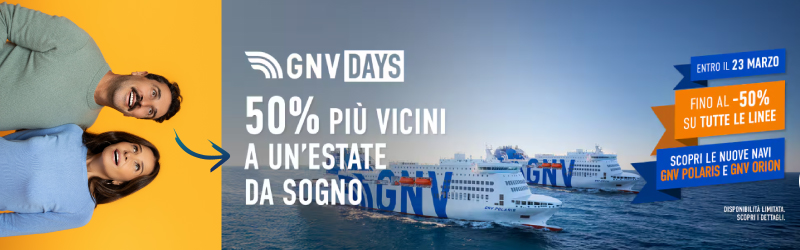 Book by March 23rd and save up to 50% with GNV