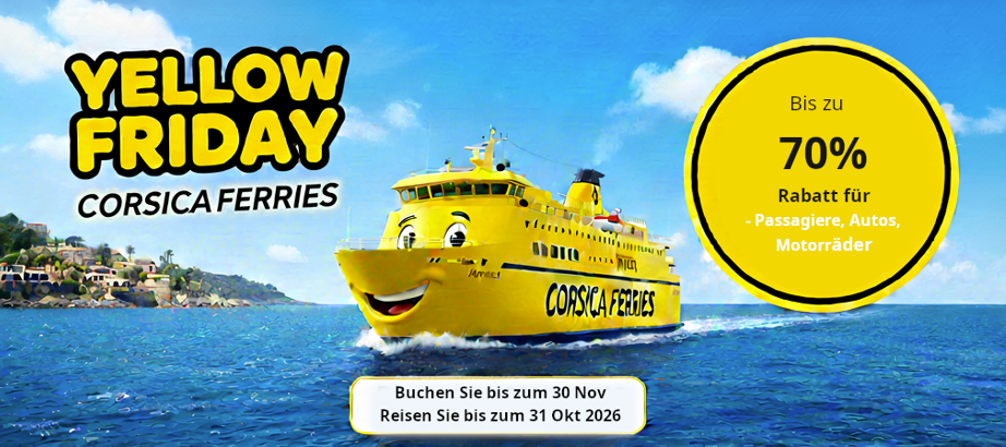 Sardinien und Korsika Fähren: GELBER FREITAG IST HIER! Rabatte bis zu 70%!