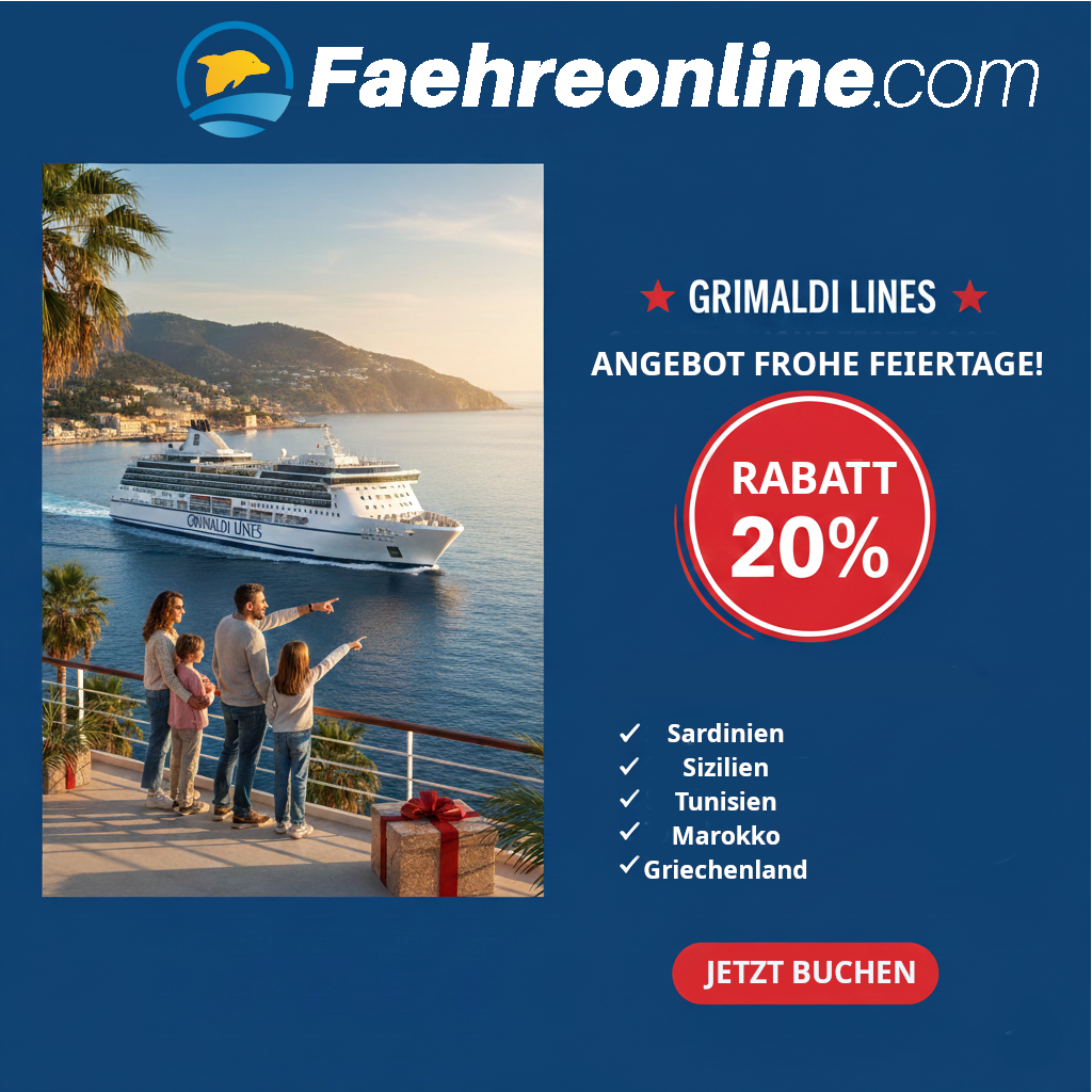 Grimaldi Lines 20% Rabatt: Frohe Feiertage 2025 Angebot! (Nur bis 25/12)