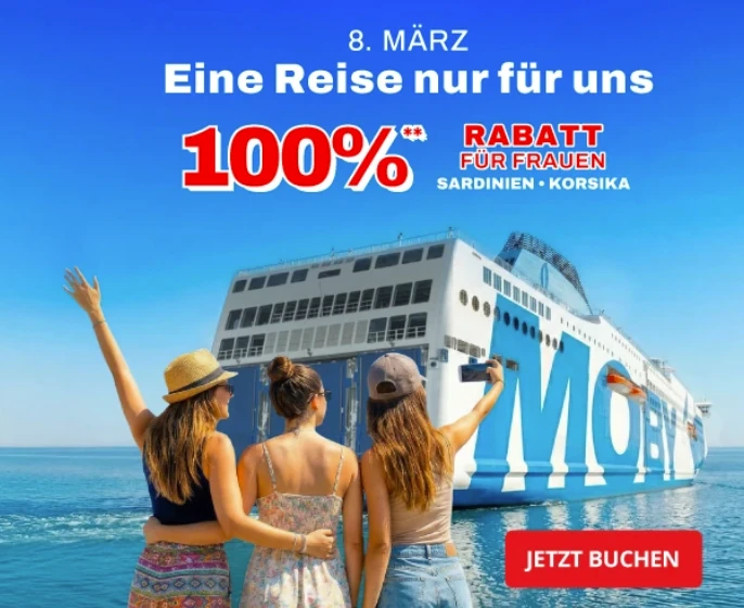 Frauentag 2026: Moby und Tirrenia schenken Ihnen 100 % Rabatt!