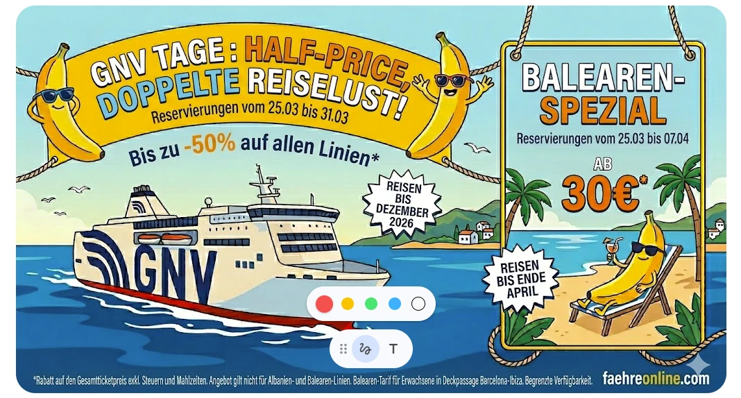 GNV mit tollen Angeboten: Reisen zum halben Preis bis Dezember und Balearen schon ab 30 €!
