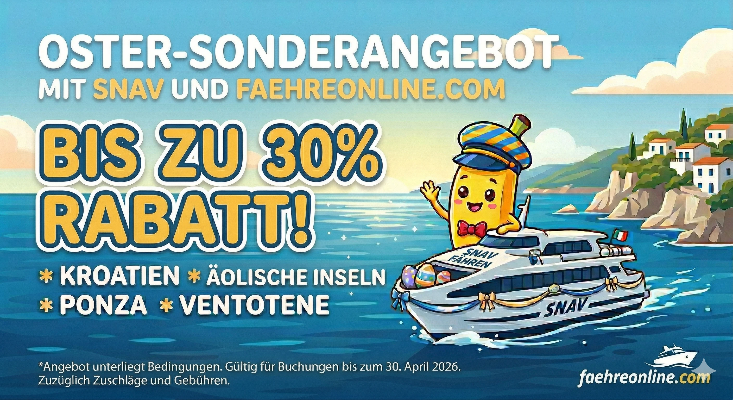 SNAV-Osterangebote: Rabatte von bis zu 30 % für Kroatien, die Äolischen Inseln und die Pontinischen Inseln
