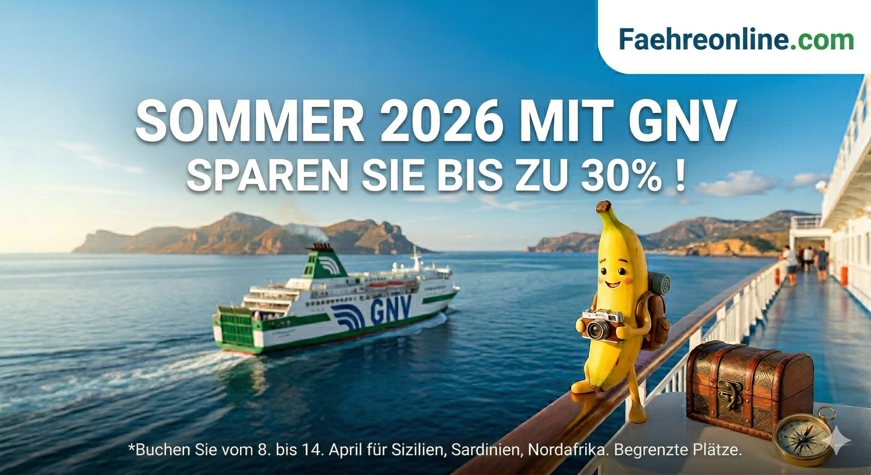 GNV-Angebote: Rabatte von bis zu 30 % f&uuml;r Sizilien, Sardinien, Marokko, Tunesien und Algerien!