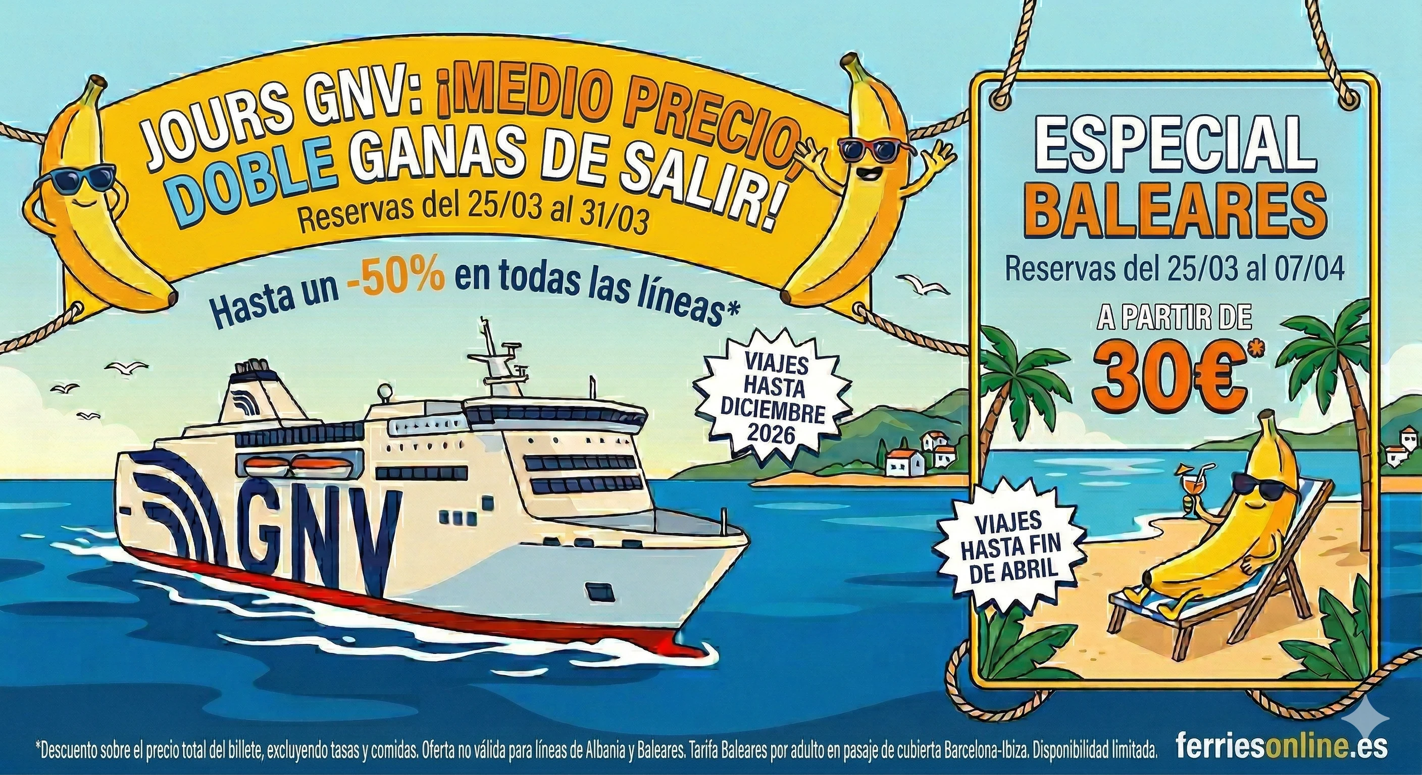 GNV lanza sus ofertas: ¡Viajes a mitad de precio hasta diciembre y a las Baleares desde solo 30 €!