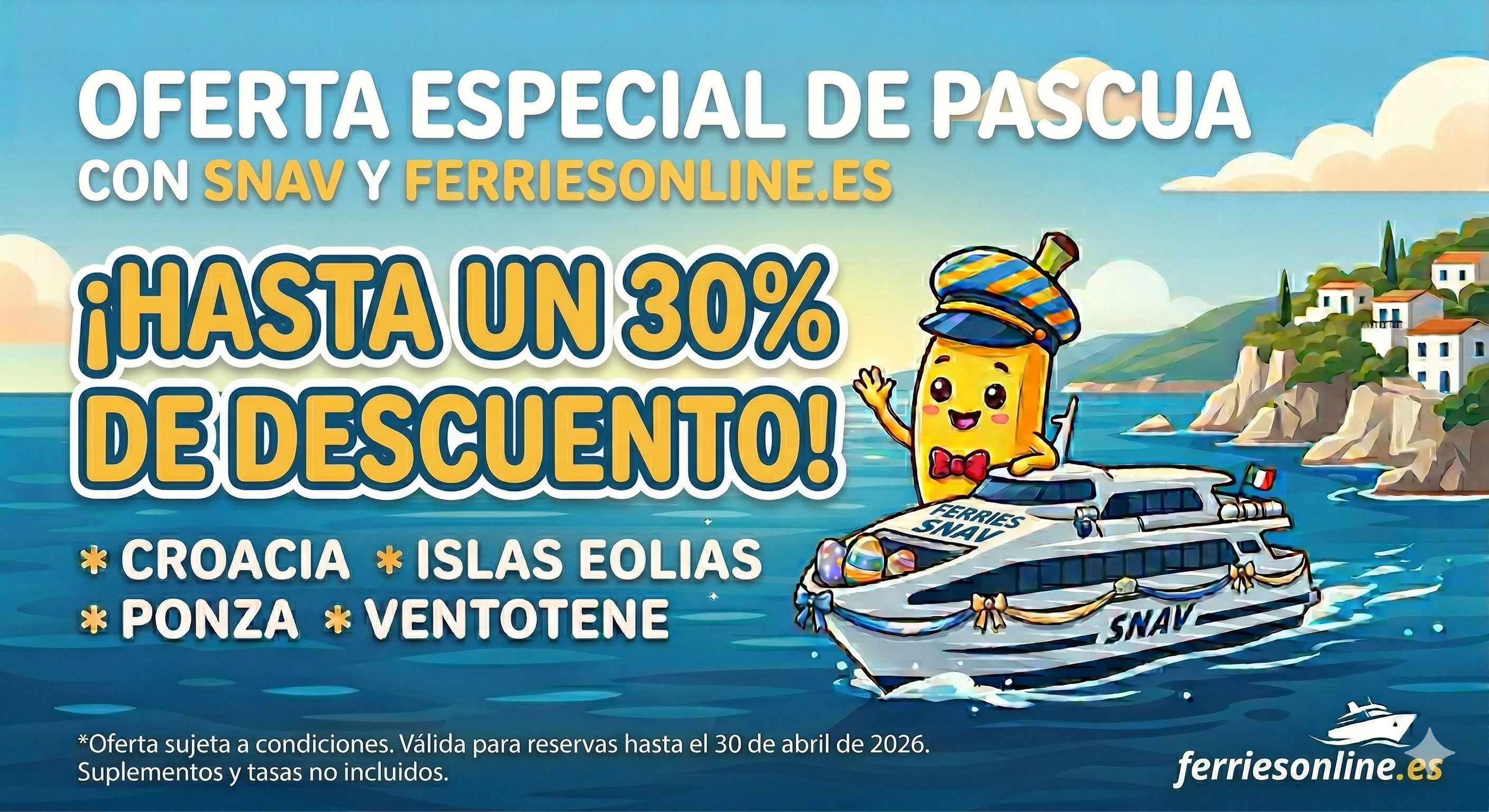 Ofertas de Semana Santa de SNAV: descuentos de hasta el 30 % para Croacia, las Eolias y las Pontinas