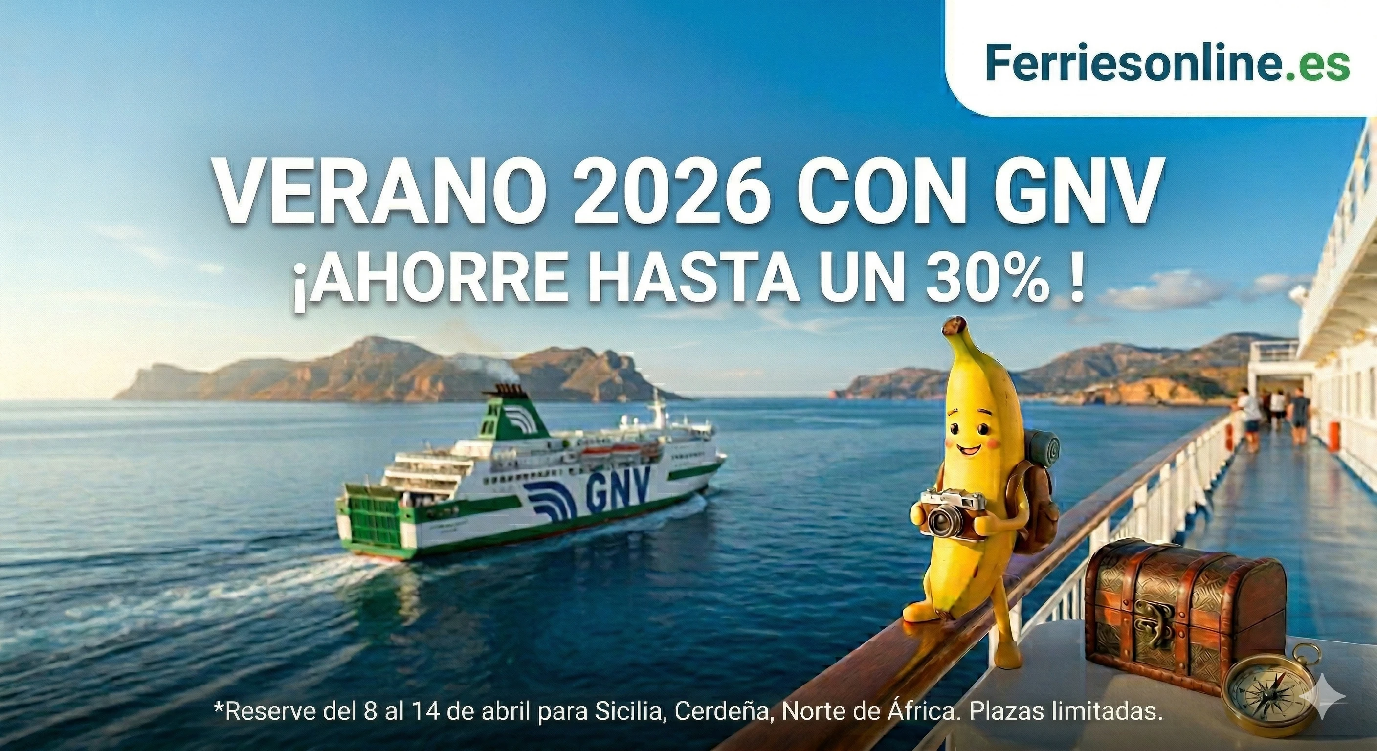 Ofertas de GNV: ¡Descuentos de hasta el 30 % para Sicilia, Cerdeña, Marruecos, Túnez y Argelia!