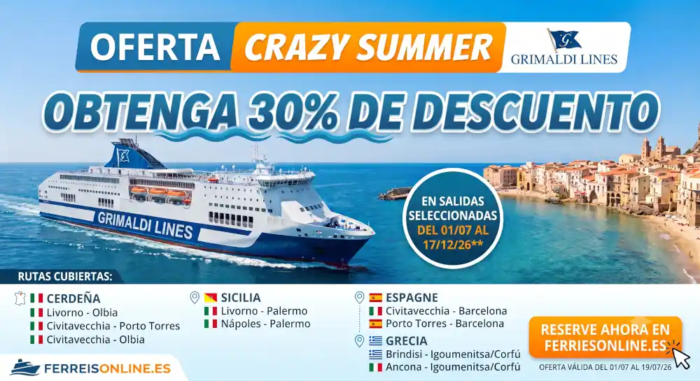 Grimaldi Lines: «Crazy Summer» — 30 % de descuento en Cerdeña y Sicilia