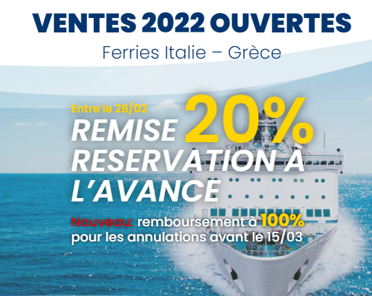 RÉSERVATION OUVERTURE 2022 GRÈCE AVEC REMISE 20% RESERVATION À L’AVANCE