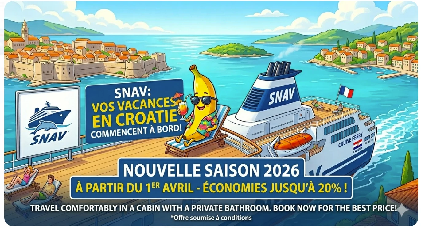 SNAV 2026 : lancement des liaisons vers la Croatie avec des r&eacute;ductions allant jusqu'&agrave; 20 %