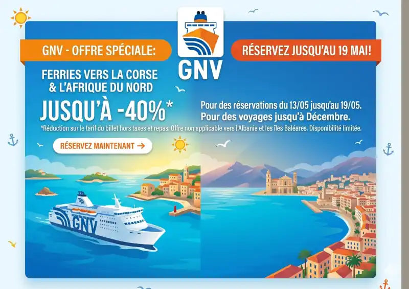 Offres de ferries pour la Sardaigne et la Sicile : GNV propose des réductions allant jusqu'à 40 % !
