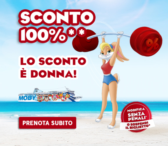 SCONTO 100% DONNA CON MOBY E TIRRENIA