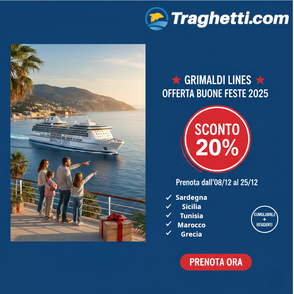 Sconto Grimaldi Lines 20%: Offerta Buone Feste 2025! (Solo fino al 25/12)