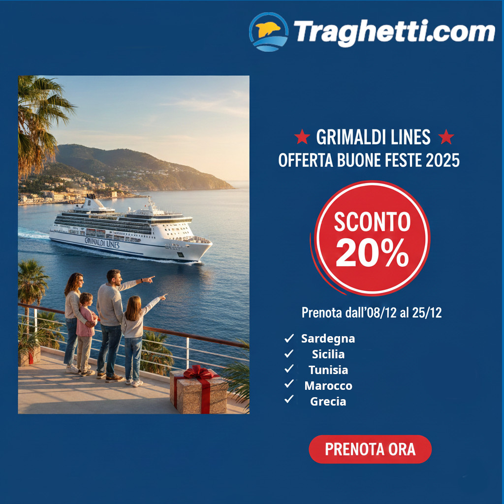 Sconto Grimaldi Lines 20%: Offerta Buone Feste 2025! (Solo fino al 25/12)