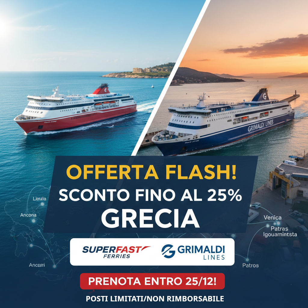 OFFERTA FLASH TRAGHETTI GRECIA: Sconto Fino al 25% con Superfast e Grimaldi!