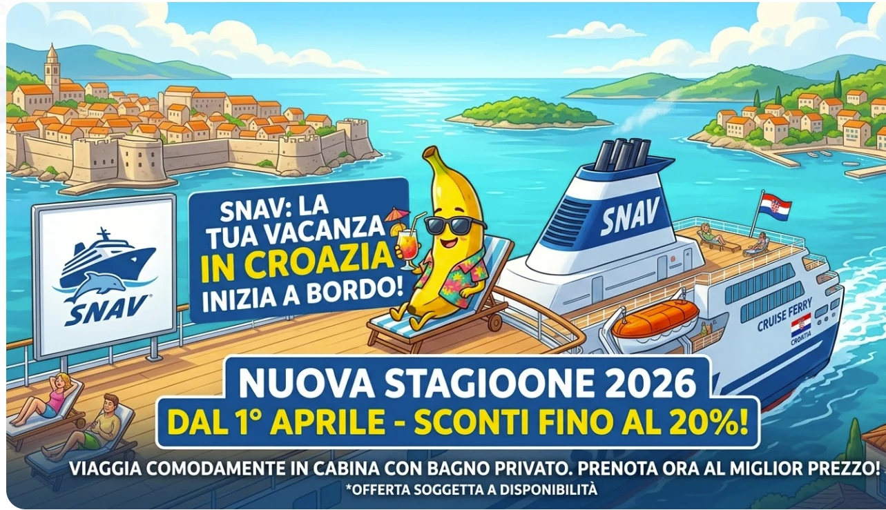 SNAV 2026: Al via i collegamenti per la Croazia con sconti fino al 20%
