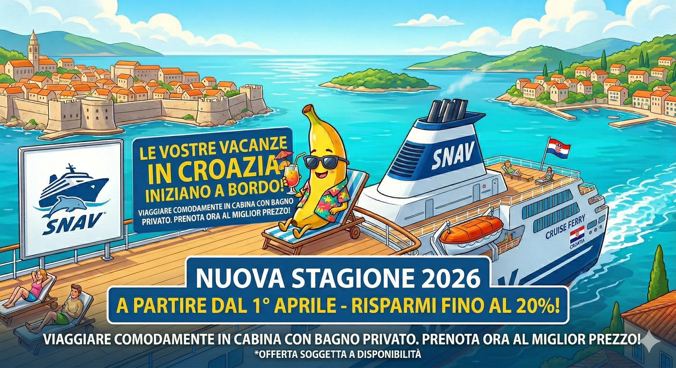 SNAV 2026: Al via i collegamenti per la Croazia con sconti fino al 20%
