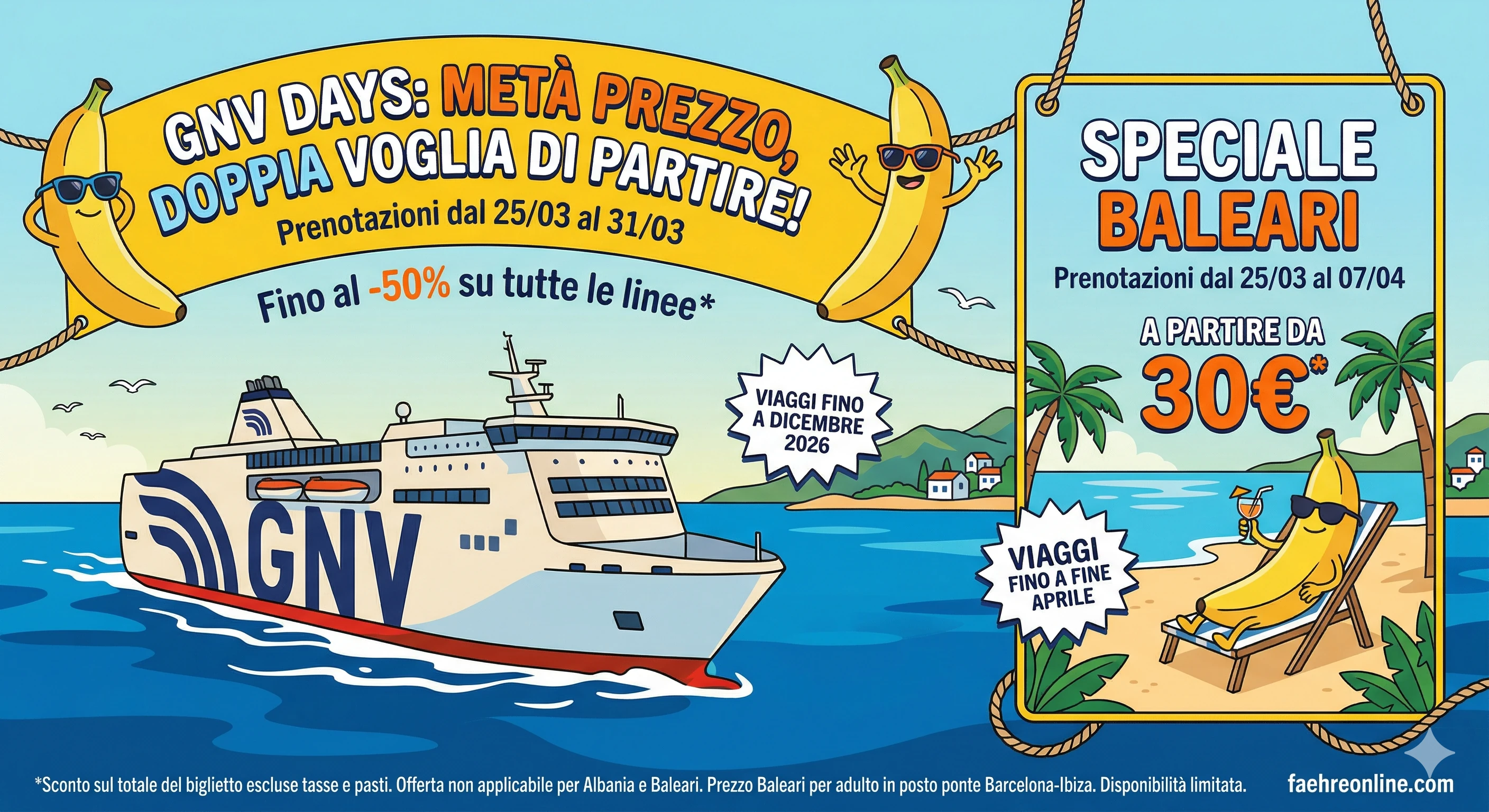 GNV scatena le offerte: Viaggi a met&agrave; prezzo fino a Dicembre e Baleari da soli 30&euro;!