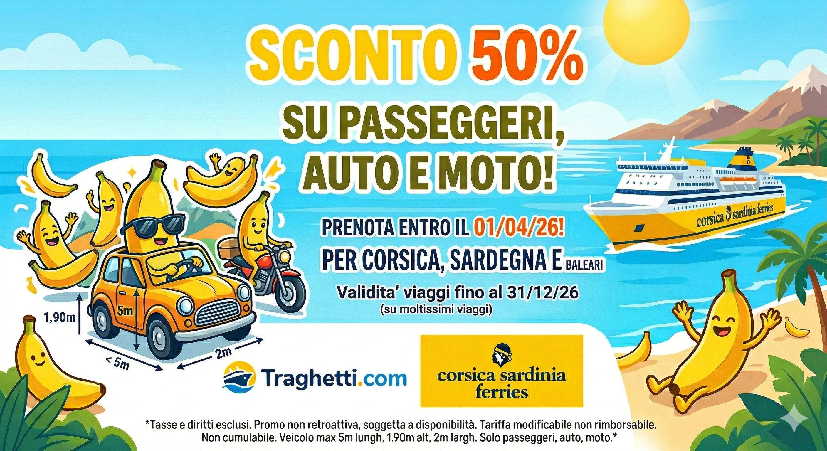 Corsica e Sardegna Ferries: Sconto Imperdibile del 50%!