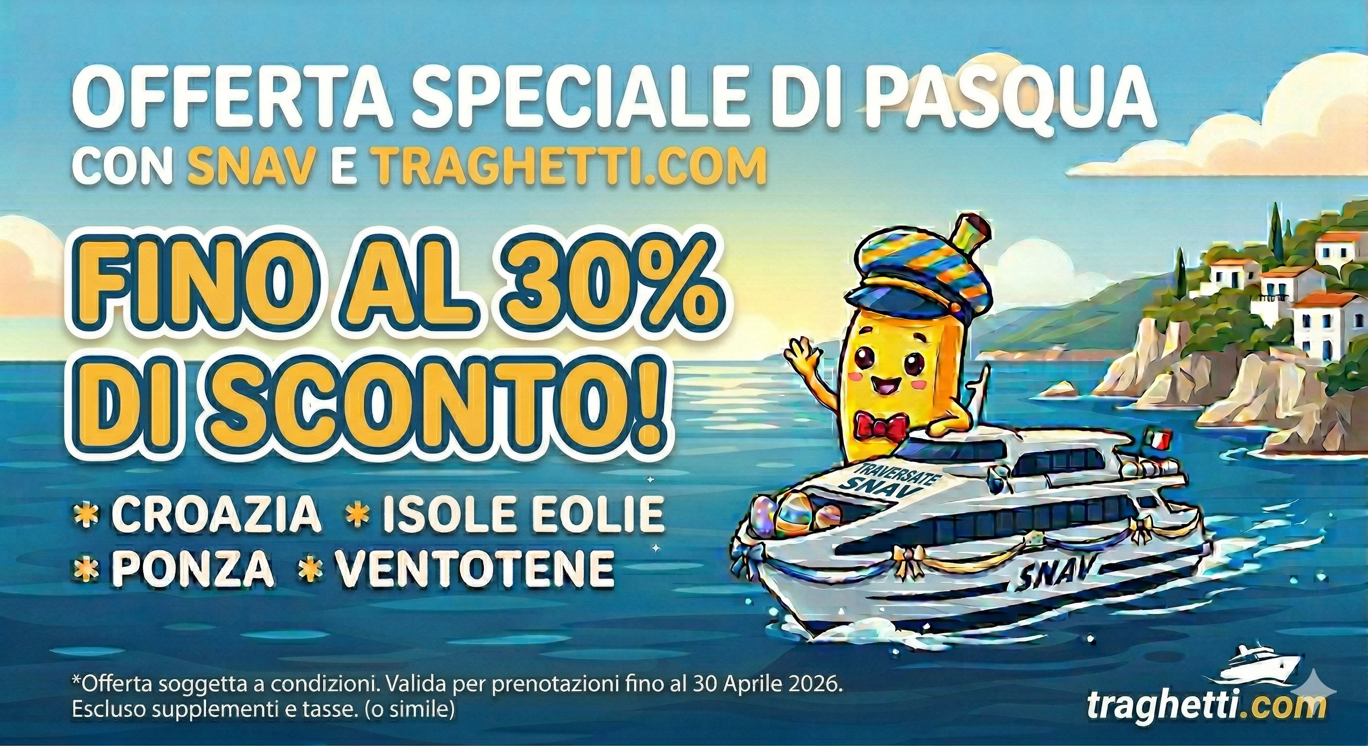 Offerte Pasqua SNAV: Sconti fino al 30% per Croazia, Eolie e Pontine