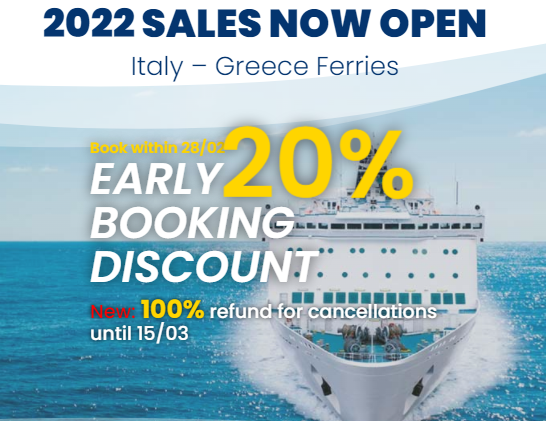 BOOKING OPENING 2022 GREECE WITH 20% DISCOUNT EARLY BOOKING