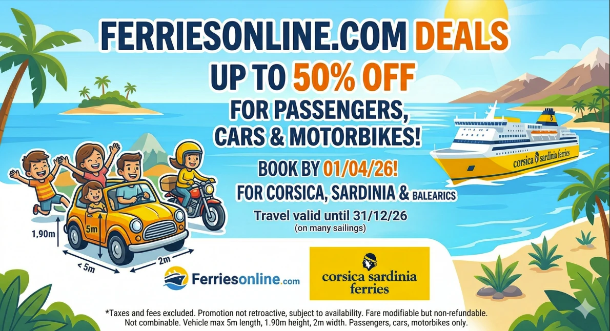 Corsica and Sardinia Ferries: Unmissable 50% Discount!