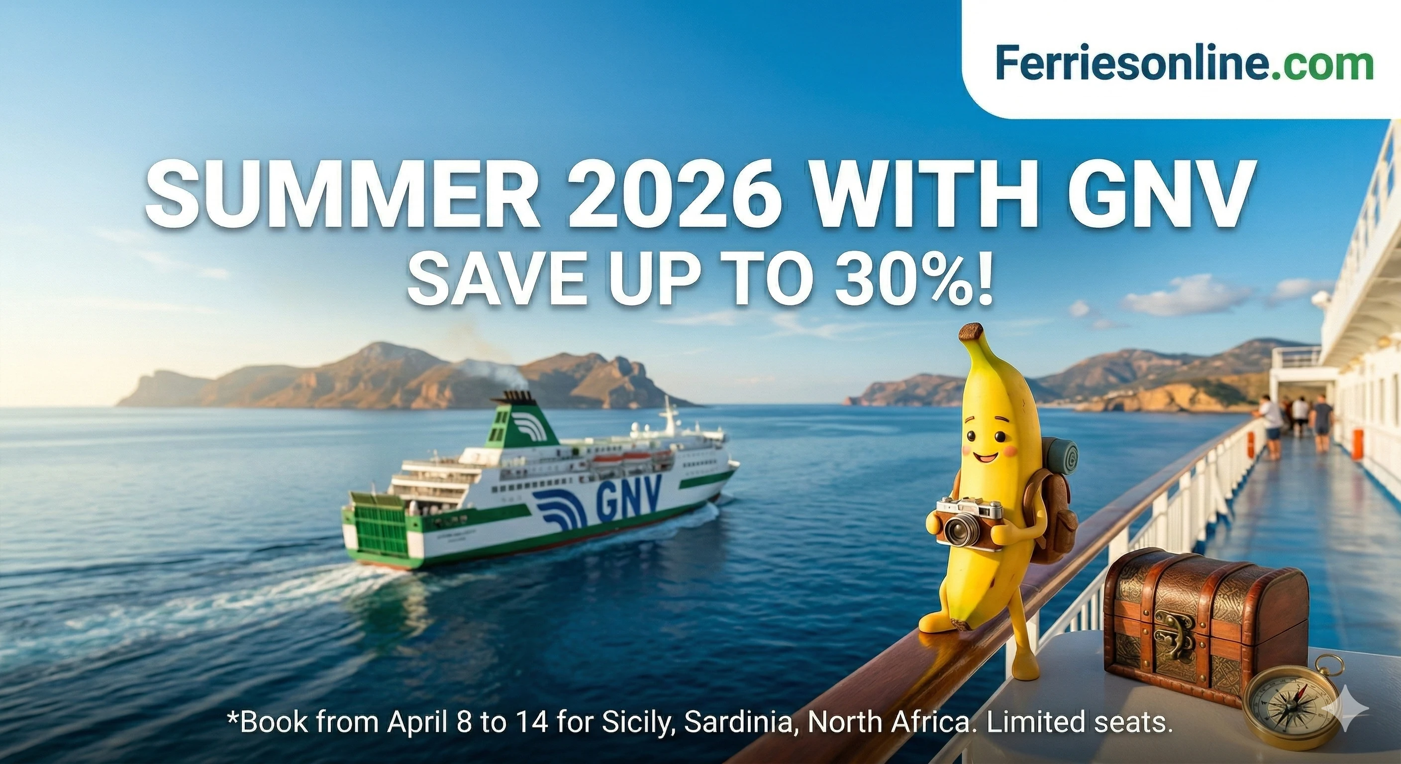 GNV Offers: Discounts of up to 30% for Sicily, Sardinia, Morocco, Tunisia, and Algeria!