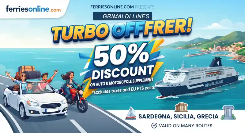 Grimaldi Lines&rsquo; &ldquo;Turbo Offer&rdquo; is here: 50% off cars and motorcycles!